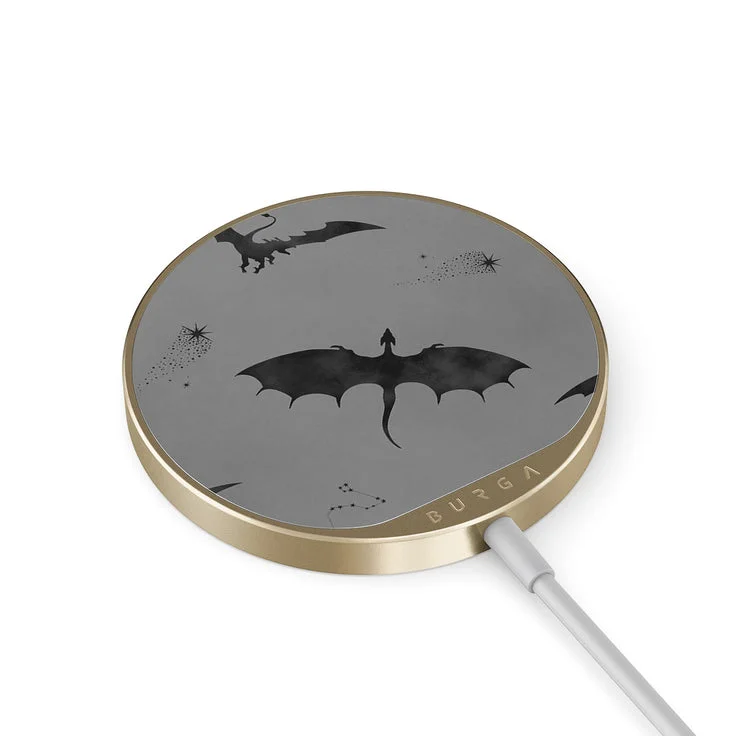 بورجا شاحن لاسلكي مغناطيسي  بقوة  واط معتمد  من بورجا، لوحة شحن سريعة مع كابل  -، متوافق مع أجهزة أندرويد الأحدث و ، تصميم نحيف مناسب للسفر بلون دراكو الذهبي